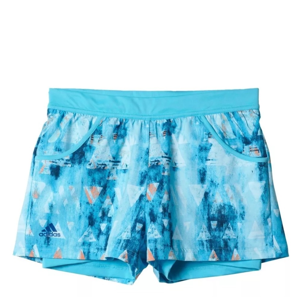 Adidas Women's Blue Patterned Shorts